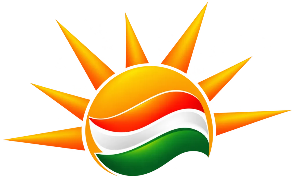 Glossy Tricolor Sun Emblem PNG