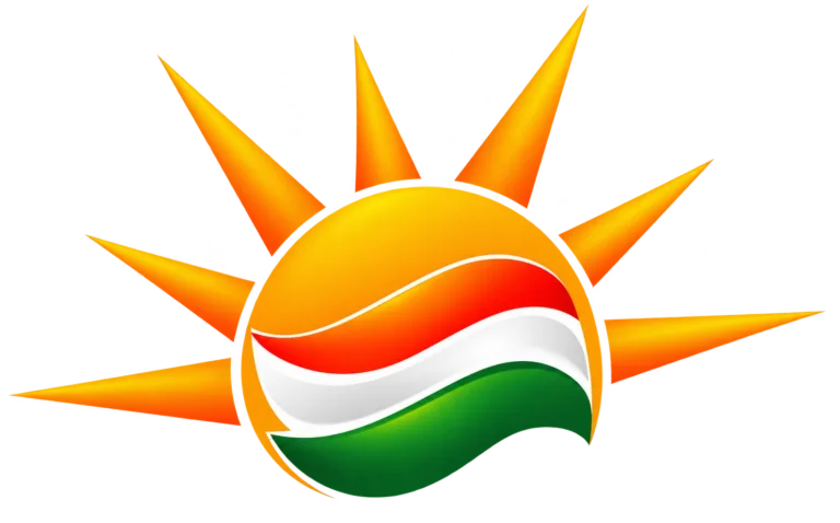 Glossy Tricolor Sun Emblem PNG